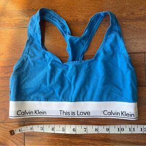 Calvin Klein This is Love Modern Cotton unlined Bralette Solid Blue Medium